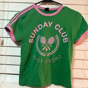 Urban Outfitters Green Tee with Pink Accents